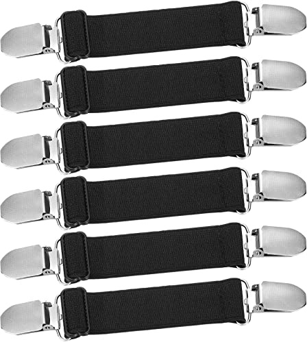 Eurzom 6 Pcs Pant Waist Tightener Waist Cinch Clip Belt Adjustable Elastic Sandal Straps Pant Clip Women Men(Black)