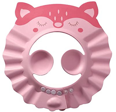 Duschhaube Kinder Badekappe Baby Verstellbarer Shampoo Schutz 0-6 Jahre Bade Schützen Weiche Kappe Hut für sorgenfreies Haare waschen Kinderschutz (Rosa)