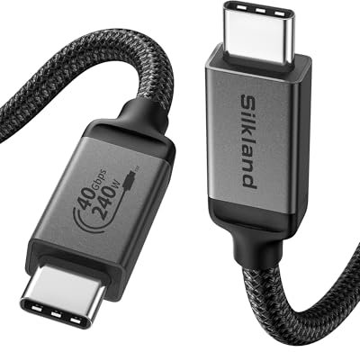 Silkland USB4 Cable for Thunderbolt 4 Cable 2M 40Gbps, Compatible with USB C 3.2 Gen 2, 8K@60Hz, PD3.1 240W 48V/5A USB C for iPhone 16/Pro/Pro Max, MacBook Pro, iPad Pro, Docking, Display, Monitor