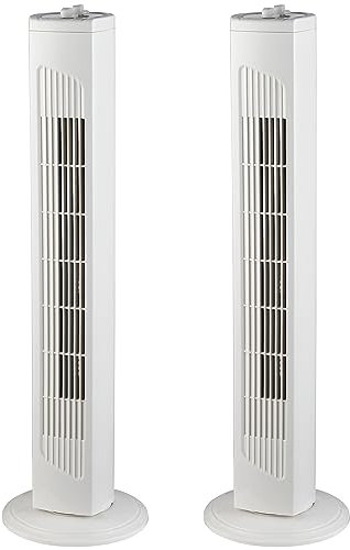 Beldray COMBO-8632 Set Of 2 Tower Floor Fans – 32 Inch Vertical Fan, Oscillating Function, Low Noise, Fans, 3 Speeds, 2 Hour Timer, Portable Cooler With Carry Handle, Suitable For Any Room, 45W