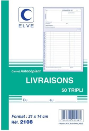 Lot de 10 Carnet Livraisons - A5 - 50 tripli