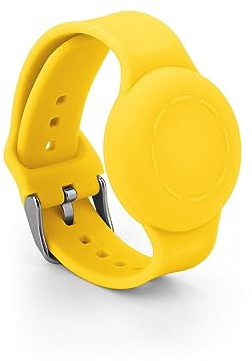Barnarmband för Airtag, Vattentätt Silikonarmband för Barn Justerbart Mjukt Klockband för Airtag för Småbarn GPS-Spårningsmärkning (Gul)