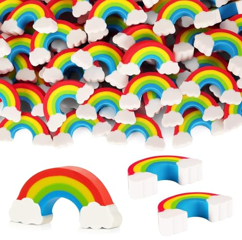 Eowppue 48pcs Regenbogen Radiergummi Set – Farbige Radiergummis für Büro, Kunstprojekte und Kreative Anwendungen für Erwachsene