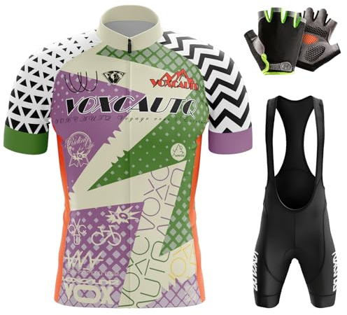VOXCAUTQ Radtrikot für Herren, Radtrikot-Set, Sommer-Fahrradanzug, kurzärmelig, schnell trocknend, den ganzen Tag