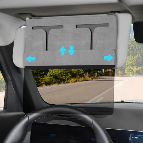 Rallonge Pare Soleil Voiture, Réglable Extension Pare-Soleil Accessoire Voiture Interieur Pare Brise Avant, Anti-éblouissement, Protection UV et Solaire pour Siège Conducteur ou Passager Avant, Gris
