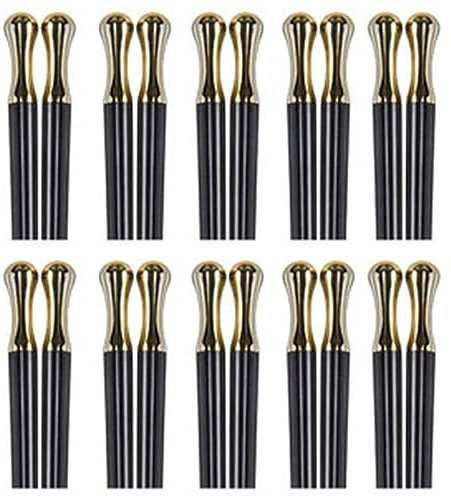 WQZStar Bacchette Set di Bacchette Lavabili in lavastoviglie, 10 Paia di Bacchette in Stile Cinese Coreano Stile Giapponese, Bacchette in Fibra di Vetro Nere riutilizzabili