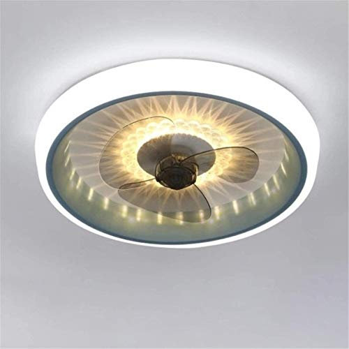 Plafoniere per Camera da Letto Ventilatore da soffitto Moderno con Luce e Ventilatore da Camera da Letto a LED remoto Reversibile Senza Pale Muto 50 cm dimmerabile Soggiorno Blu