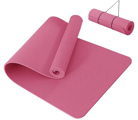 Good Nite Tappetino da yoga spesso 10 mm, in TPE, per donne e uomini, antiscivolo, per palestra e pilates, 183 x 61 x 1 cm, colore: prugna