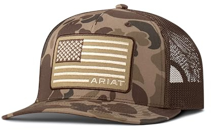 ARIAT Herren Camo Richardson 112 Trucker Cap mit gesticktem American Flag Patch