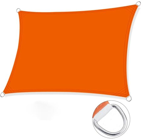 Sun Shade Sail Canopy Waterproof Sunscreen 95% UV Block 2.5x3.0M Sails Canopy Rectangle for Garden, Patio, Pergola, Backyard, Outdoor Activities & Facility with Ropes(Orange,2.0x5.0m)