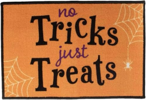 Halloween Themed Machine Washable Non-Slip Door Mat, Home Floor Protection Barrier Mat Dirt Trapper (Not Just Trick or Treat)