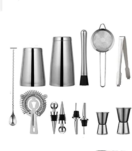 UHJKLA 13 Pezzi/Set in Acciaio Inox Shaker per Cocktail Pinza per Ghiaccio Mixer Drink Browser Kit Bar Set Strumento Professionale per baristi
