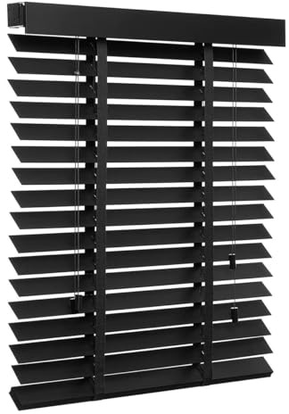 generisch Holz Jalousie Hochwertige Jalousette Echtholz Horizontale Jalousien 30x130cm 45x175cm 120x220cm Venezianische Jalousie Für Tür Fenster Innen Außen 50 mm Lamellen(135W x 150cm H)