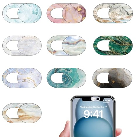 KASESSS 10Pièces Cache Camera Ordinateur, Cache Webcam Slide, Cache Camera Frontale Ultrafin, Slider Camera Cover, Cache Camera Telephone pour Laptop,PC,Smartphones,Tablettes,Protégez Votre Vie Privée