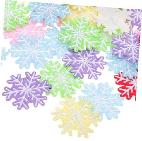 SEWOART 60stücke Teiliges Schneeflocken-stickerei-patch- Bunte Diy-weihnachtsapplikationen Langlebige Stoffaufnäher Für Kleidung Mützen Hosen Kreative Weihnachtsdekoration
