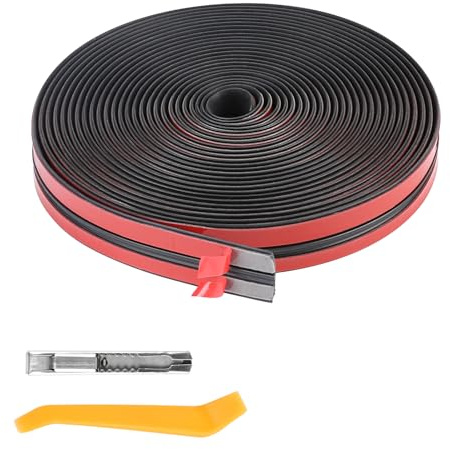 EFUTURETIME 10 Metros Junta de Goma Adhesiva para Parabrisas 19mm, Negro | Tira de Sellado de Coche, Cinta Autoadhesiva Universal para Techo