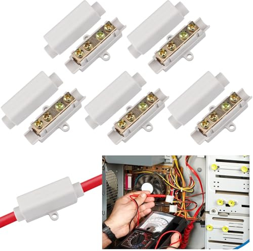 5 Stück Drahtverbinder mit Doppelschrauben aus Messing und ABS-Gehäuse, Stoßdraht-Klemmblock für Elektroinstallation, 1000V 100A, geeignet für 2,5–16 mm² Kabel, robust & hitzebeständig