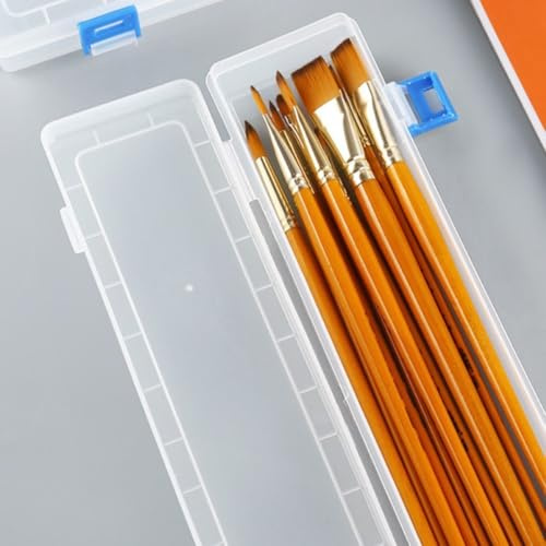 zeroupshop 13 Inch Art Brush Storage Container, Portable Drawing Tool Container, Hinged Lid Organizer Box for Watercolour Pens Painting Pencils Drawing Supplies Craft(1 PCS)