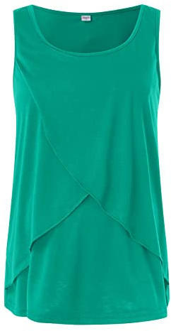 Wir Bekommen EIN Baby Shirt Women's Maternity T-Shirt with Irregular Hem, Casual, Short Sleeve, Crew Neck, Basic Nursing T-Shirt, Top for Breastfeeding, Maternity Dungarees Women, Mint Green, L