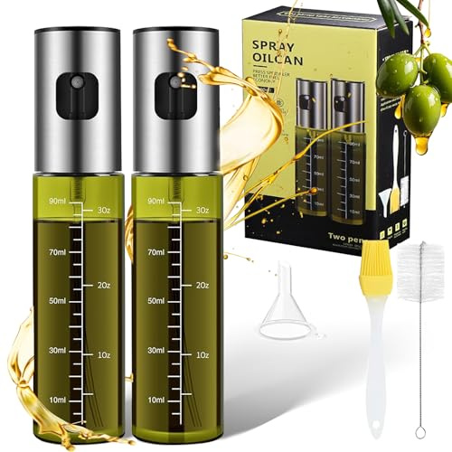 2 Pièces Pulvérisateur Huile Cuisine en Verre, 100ml Spray Huile de Cuisine avec Balance Vaporisateur pour Friteuse à Air, pour Salade, BBQ, Cuisson Dans La Cuisine (Vert 2)