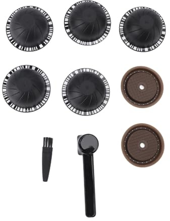 Reusable Capsule Kit Refillable Coffee Pods Coffee Machine Accessories with 5 Empty Pods 2 Silicone Lids Spoon Brush (Black)