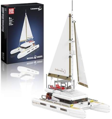 Mould King Zweimastiges Segelboot, 890 Teile Klemmbausteine Schiff Modellbausatz, Langstrecken-Segelbootes für Erwachsene, ideal als Wohnaccessoire und Sammlerstück für Bootsliebhaber