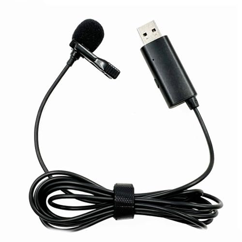 Lavalier - Micrófono de solapa con clip para condensador de solapa para teléfono, PC, portátil, cámara DSLR, podcasts, entrevistas, micrófono USB portátil