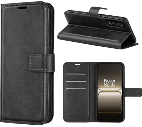 Kezaizhe hopfällbart skal för OnePlus Nord 5 fodral PU läder plånbok skyddsskal skydd mobiltelefon flip bakstycke fodral för One Plus Nord5 väska mobiltillbehör (Svart)