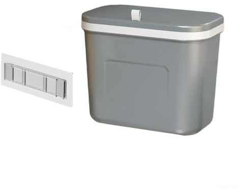 Pattumiera a parete con coperchio scorrevole e installazione adesiva senza tracce, progettato per bagni, cucine e ufficio (grigio gesso 8L)