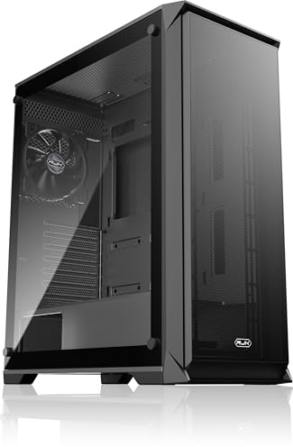 RAIJINTEK Arcadia IV svart Mid Tower PC-hölje, ATX datorfodral med 120 mm fläkt, 360 mm främre och 280 mm toppradiatorsupport, 365 mm GPU-utrymme, 165 mm CPU-kylarhöjd, kabelhantering