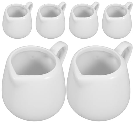UTHCLO 6 pezzi Mini Brocche Ceramica con Manico Piccoli Bricchi per Latte Salse Sciroppi per Caffè Espresso e Colazioni Contenitori Eleganti per Cucina e Bar