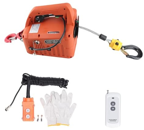 Verkstadskran Elektrisk hiss Bärbar Power Winch Kran Med Fjärrkontroll 500KG Kapacitet 7,6M Max Lyfthöjd