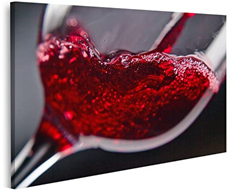 islandburner Cuadro Moderno en Lienzo Vino tinto en copa sobre fondo negro Cuadros Decoracion Cocina Salon