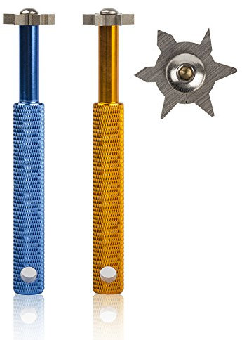 OxoxO Rillenschärfer mit 6 Köpfen – Golfschläger-Rillenschärfer und Reiniger für alle Eisen, Pitching Sand Lob Gap und Approach Wedges und Utility Clubs (blau+Gold)