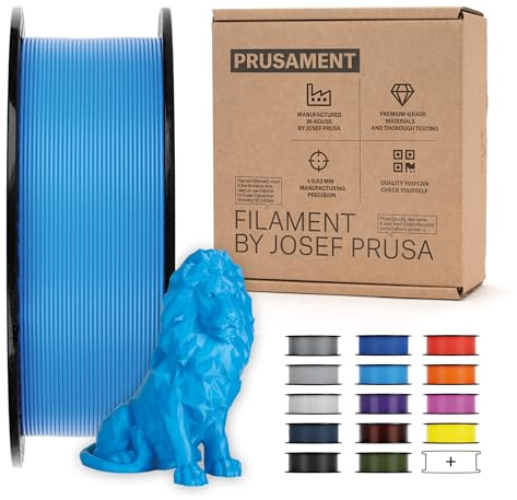 Prusament 3D-Drucker Premium Filament PLA Azure Blue 1,75 mm – 1 kg Spule | Hochpräzision ±0,02 mm – Einfach zu drucken – Warping-arm – Verwicklungsfrei – Ideal für Anfänger & Profis