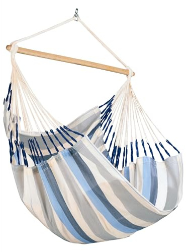 La Siesta Domingo – Hängematte Komfort für den Winter, Funktionsfaser, kolumbianische Herstellung, große Oberfläche, Stabilisator Bambus, Entspannung im Freien – Sea Salt, Comfort