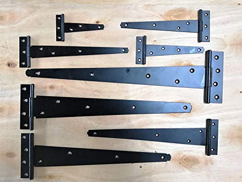 Black Finish Tee Hinges 4 - 18 Cabinet Shed Door & Gate T Hinge 100mm - 450mm (350mm (14), 1 Pair - 2 Hinges)