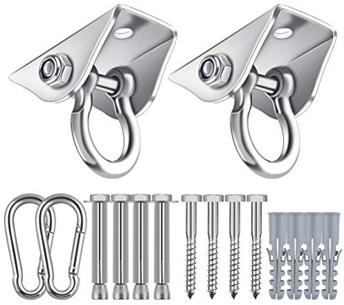 FHzytg 450KG Kapazität Schaukelhaken Schaukel Halterung, 180° Schaukelhaken Edelstahl, Schaukel Befestigung, Deckenhaken Hängesessel, Hängematten Befestigung Liebesschaukel Halterung für Schaukel