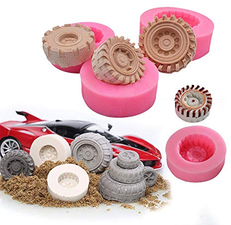 WonDerfulC 4PCS Wheel Silicone Mould DIY Fondant Cake Molds Tire Shape Creative Chocolate Candy Baking Tool