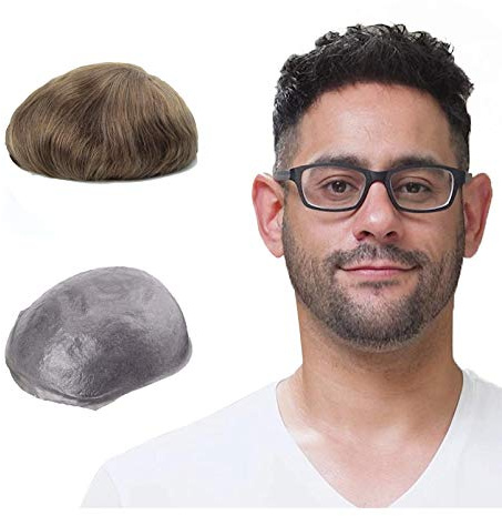 Lordhair Perücke Männer,Realität Toupet,0,06 mm Alle V-Looped Dünnes,Haarfreestyle,Natürlich eng anliegend, Elegant und Schön