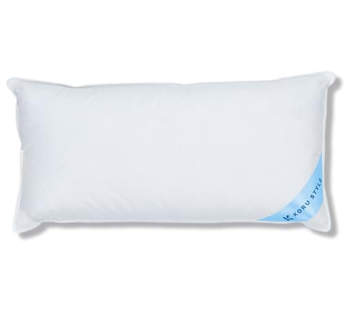 Koru Style Premium 3 Kammer Kopfkissen 40x80 – Größe 40x80 cm - Federkissen Daunenkissen – Daunen und Gänsefedern - Kissen 40 x 80 – Füllgewicht 650g – Härtegrad: medium