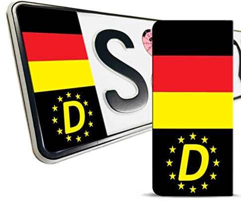 SkinoEu 2 x Vinyl Aufkleber Nummernschild Kennzeichen JDM Tuning Auto Motorrad Deutschland DE Deutsche Flagge Fahne Germany Stickers EU QV 11 Z*