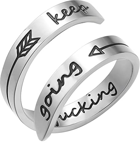 JewelryWe Schmuck Personalisiert Ring Herren Damen mit Namen Gravur Namensring Edelstahl Breit Offener Bandring verstellbar Fingerring Silber
