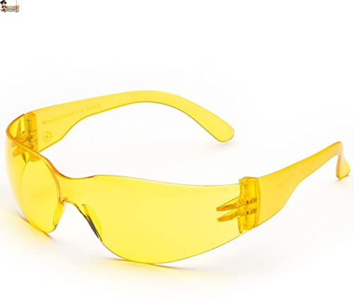 BricoLoco.com Gafas protección seguridad trabajo. Lente amarilla. Ligeras y prácticas. Sólo 23 gramos de peso. (Único, Lente amarilla)