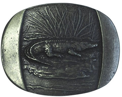 BELTINGER Gürtelschnalle Krokodil 4,0 cm | Buckle Wechselschließe Gürtelschließe 40mm Massiv | für Jagd-Outfit | Altsilber