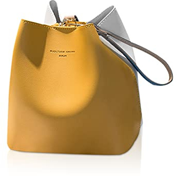NICOLE & DORIS Frauen Tasche Mittelgroße Umhängetasche Designer Schultertaschen Weiche Ledertasche Handtasche Damen Shopper Beuteltasche Gelb