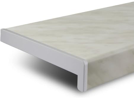 TJ Fensterbank Innen Kunststoff Marmoroptik / 15 x 160 cm Fensterbank inkl. Seitenabschluss/PVC Fensterbank nach Maß/Fensterbank Innen kratzfest und feuchtigkeitsundurchlässig
