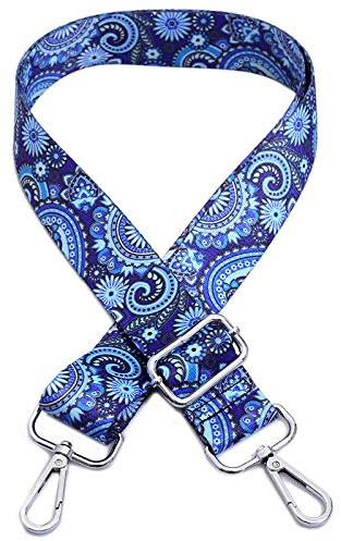 Taschengurt Boho Verstellbar Schulterriemen für Taschen, 80-140cm Ersatz Trageriemen mit Karabiner 3.8cm Breiter Schultergurt Umhängegurt Taschenhenkel für Damen DIY Taschen Handtaschen,Blau