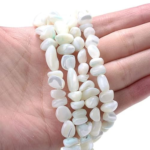 Mehrfarbige, unregelmäßige Perlmutt-Muschelperlen, lose Abstandsperlen für die Schmuckherstellung, DIY-Armband-Halskette, 5–8 mm, weiß