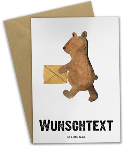 Mr. & Mrs. Panda Personalisierte Karte Bär Zuhause - Geschenke, Grußkarte personalisierbar, individuelle, Teddy, Einzugsgeschenk Einzug Neues Haus Neue Adresse Umzug Umziehen, personalisiert